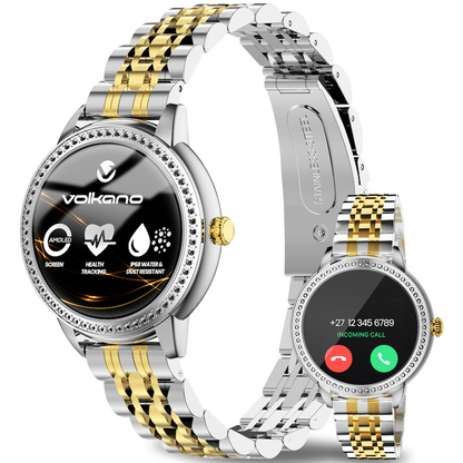 Volkano Ayla Collection Round Smartwatch With 2 Colour Metal link Strap | VAC5-5106-GDSL