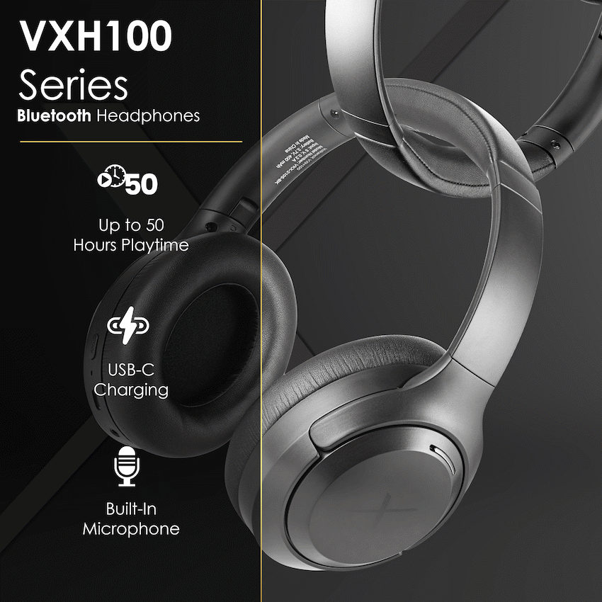 VolkanoX VXH100 Bluetooth Headphones with ANC  - Black | VKX-2105-BK