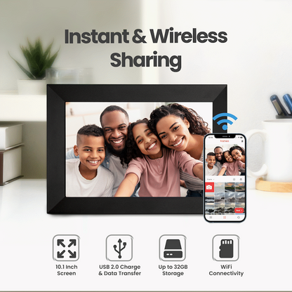 Volkano Scene Series 10.1" Smart Calendar And Digital Photo Frame with Built-In Frameo Software | VK-5150-BK