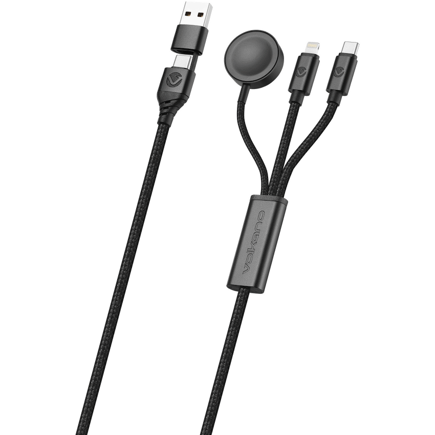 Volkano Weave Series 100W Braided 5-in-1 Charge and Data Cable 1m - Black | VK-20240-BK