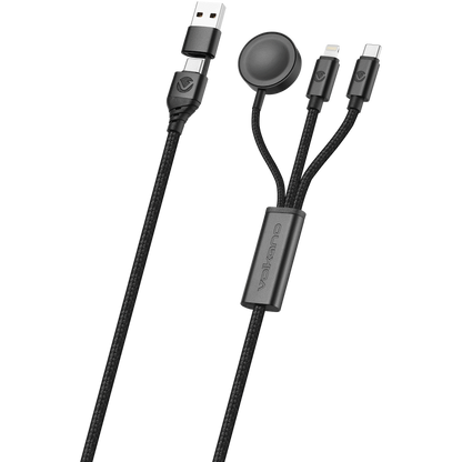 Volkano Weave Series 100W Braided 5-in-1 Charge and Data Cable 1m - Black | VK-20240-BK