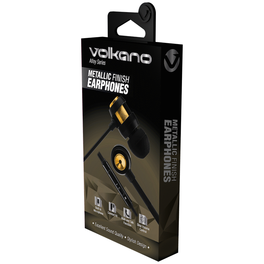 Volkano Alloy Series Metal Earphone - Gold | VK-1007-GD