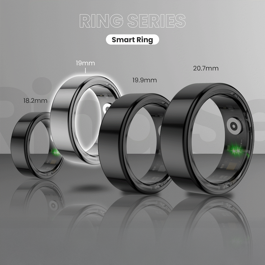 Volkano Ring Series Smart Ring with Charging Case - 19.1mm | VK-5098-LL-BK