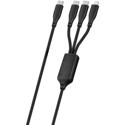Volkano Nova Series USB C to 2 USB C and lightning cable 100W TPE-Black | VK-30089-BK