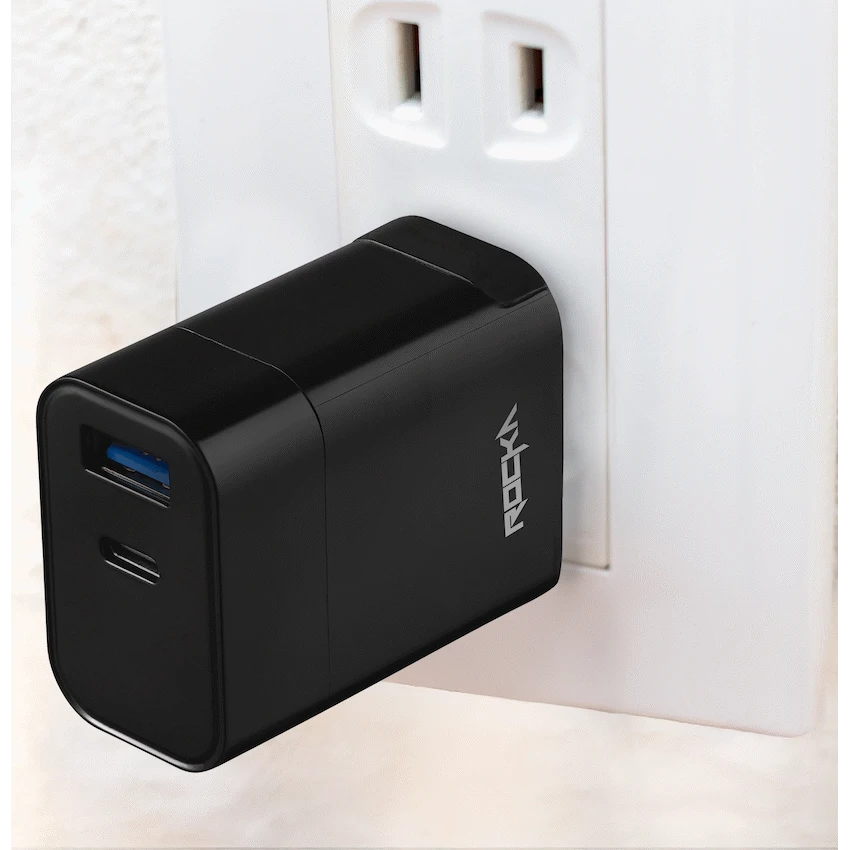 Rocka Rapid Series QC3.0 + PD Wall Charger, 18w, with Cable | RK-8039-BK