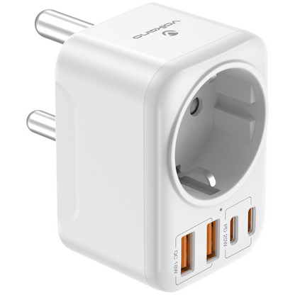 Volkano MultiVolt Series 2x USB-A + 2x USB-C adaptor SA Plug to multi travel socket 20Watt | VK-8031-WT