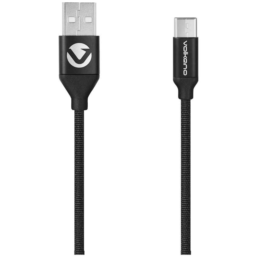 Volkano Weave Series Fabric Braided Micro USB Cable 1.2m - Black | VK-20107-BK