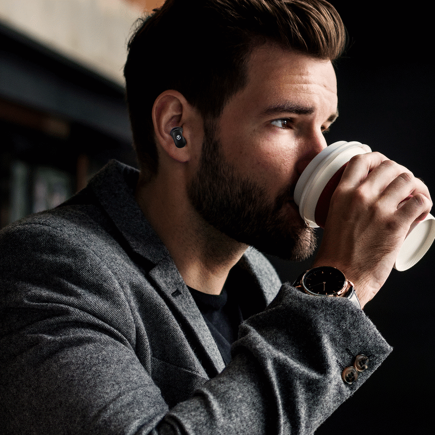 Volkano Sugar-Cube Active Noise Cancelling True Wireless Earphones - Black | VK-2222-BK