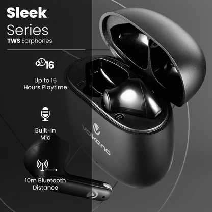 Volkano Sleek Series TWS Earphones - Black | VK-1153-BK