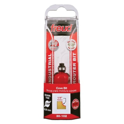 Freud Cove Router Bit, D-31.75mm x h-12.7mm x H-55.2mm x C-12.7mm x R-9.5mm x A-1/4" | 30-10425P