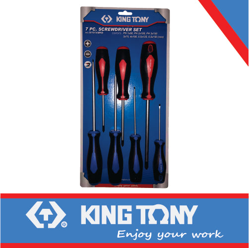 KING TONY SCREWDRIVER SET 7PC BLISTER CARD | 30107AMRB