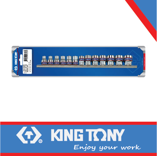 KING TONY SOCKET SET 3/8" METRIC RAIL 7 19MM 12P | 3013MR