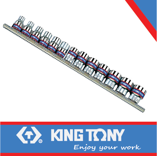 KING TONY SOCKET SET 3/8" IMPERIAL 1/4"   13/16" RAIL 12P | 3013SR