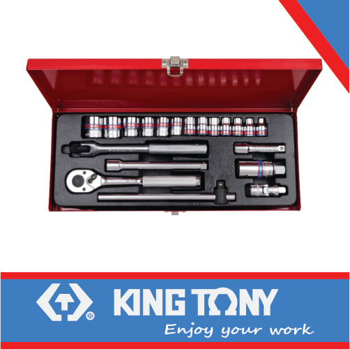 KING TONY SOCKET SET 3/8" IMPERIAL 1/4"   7/8" 12P | 3020SR
