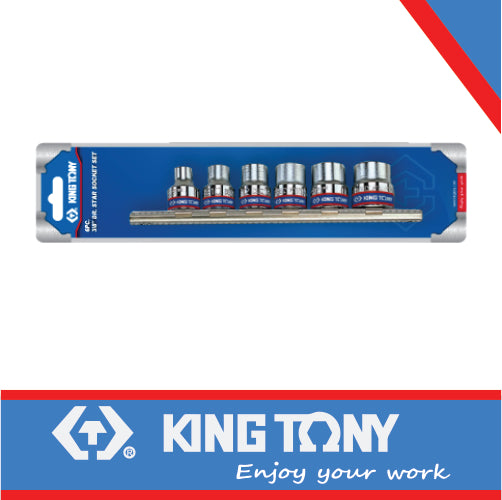 KING TONY SOCKET SET 3/8" FEMALE TORX E8 E18 RAIL | 3106PR