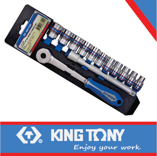 KING TONY SOCKET SET 3/8" RATCHET & EXTENSION | 3213MR