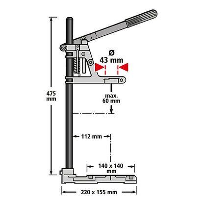 Wolfcraft Drill Stand for Ø 43mm Collar Drills | 3406000