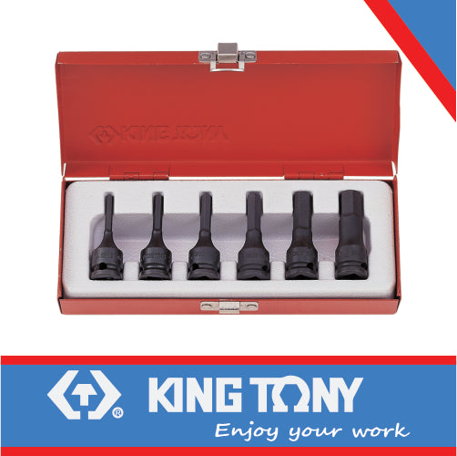KING TONY BIT SET 3/8" IMPACT HEX 4 12MM 6PC | 3406MP