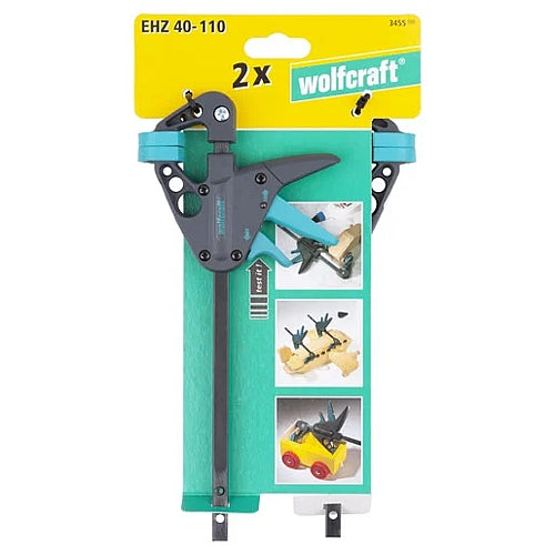 Wolfcraft 2 Piece EHZ One-Hand Clamps 40-100 | 3455100