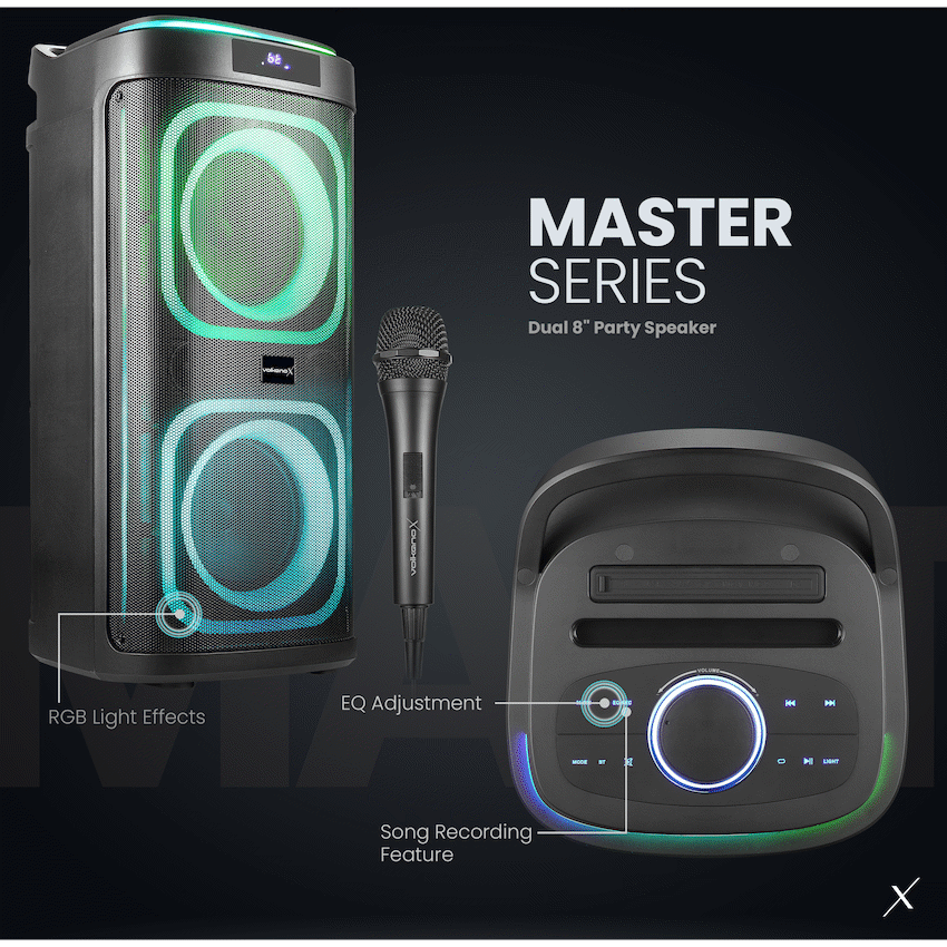 VolkanoX Master Series Dual 8" Party Speaker | VKX-3901-D8-BK