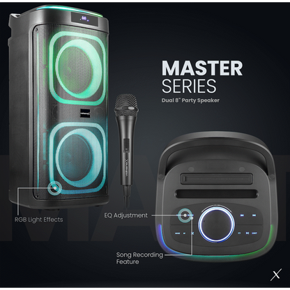 VolkanoX Master Series Dual 8" Party Speaker | VKX-3901-D8-BK