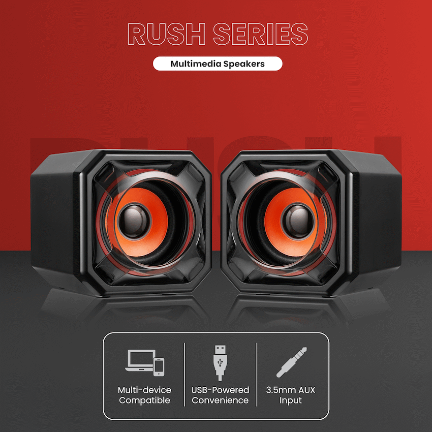 Volkano Rush Series Multimedia Speakers | VK-0001-BK