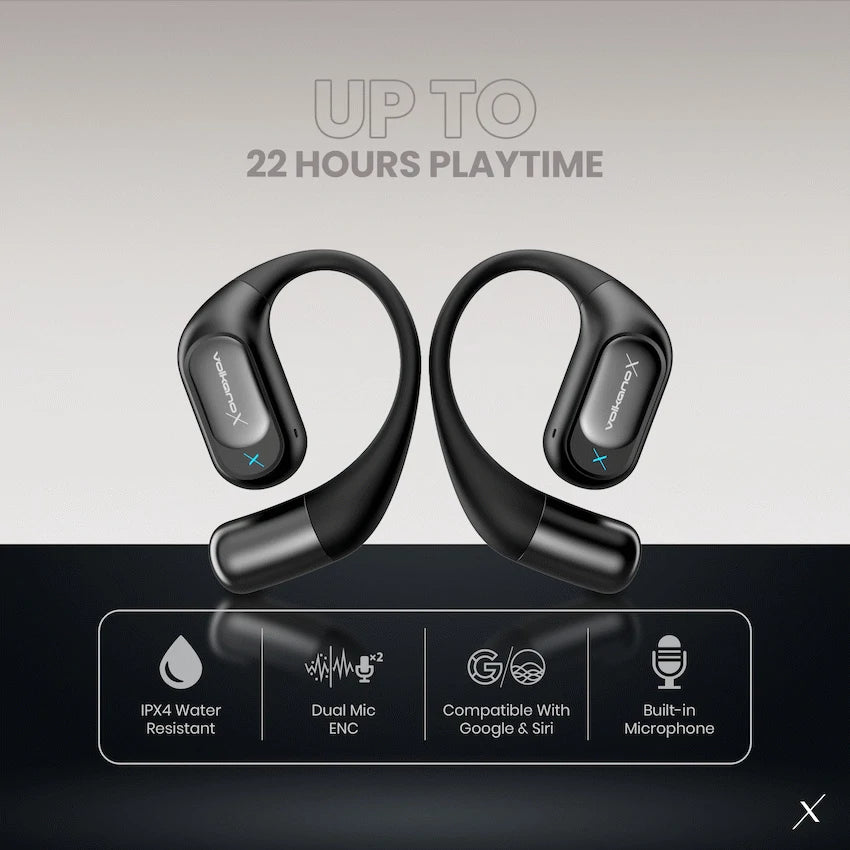 VolkanoX O300 Air Conduction OWS Earphones - Black | VXO-300-BK