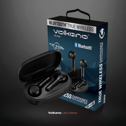 Volkano Libra Series TWS Earphones + Charging Case - Black | VK-1123-BK