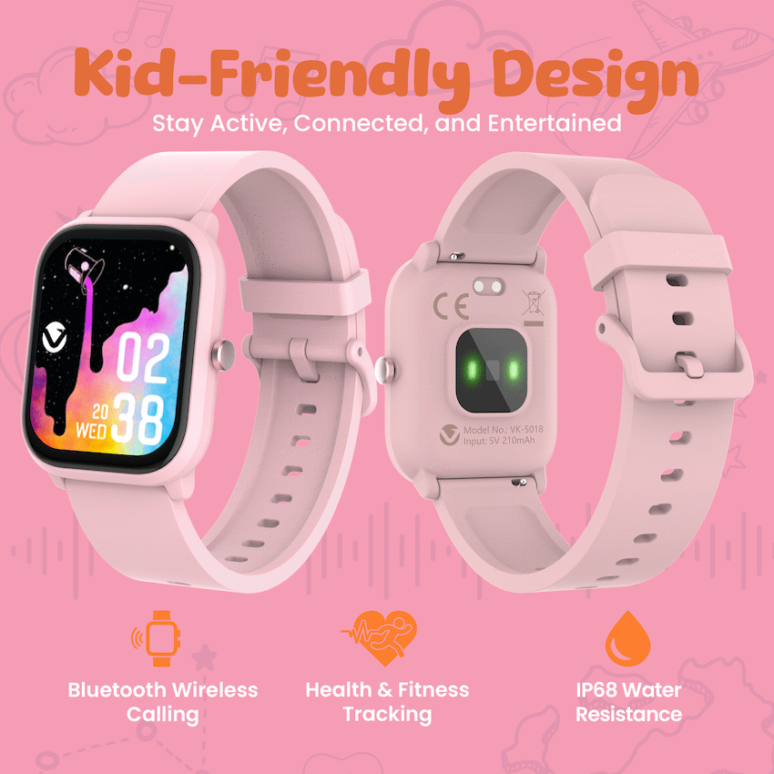 Volkano Vivo Series Kids Smart Watch - Pastel Pink | VK-5018-PK