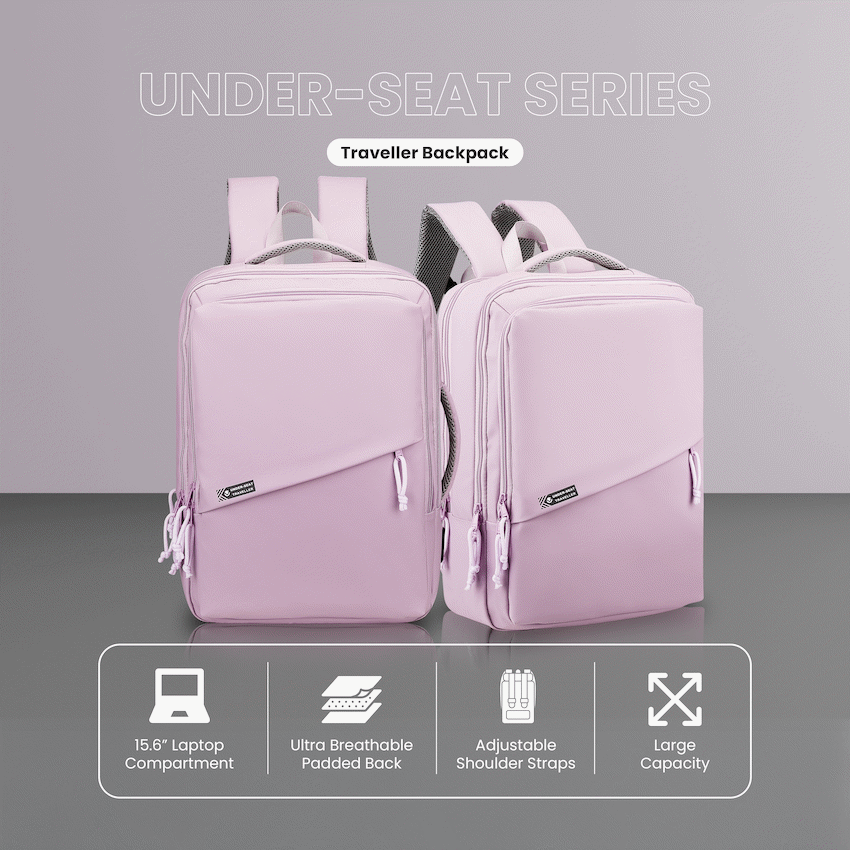 Volkano Under-Seat Traveller Backpack Pastel Pink | VK-9300-PP