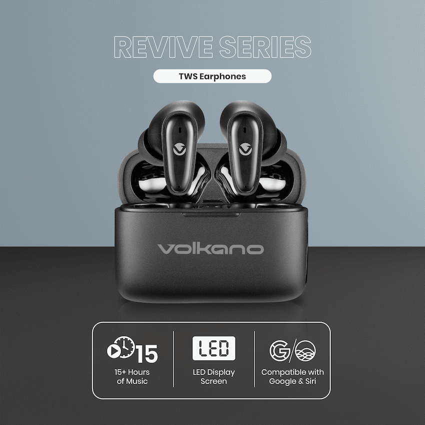 Volkano Revive Series TWS Earphones - Black | VK-1147-BK
