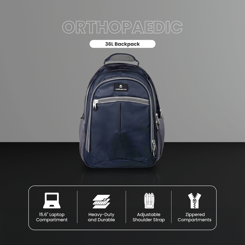 Volkano Orthopaedic Backpack 27L - Navy/Grey | VK-7093-NVGR