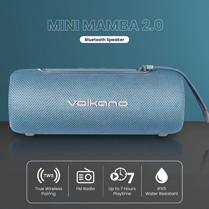 Volkano Mini Mamba 2.0 Series Bluetooth Speaker - Blue | VK-3138-BL