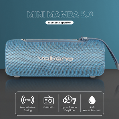 Volkano Mini Mamba 2.0 Series Bluetooth Speaker - Blue | VK-3138-BL