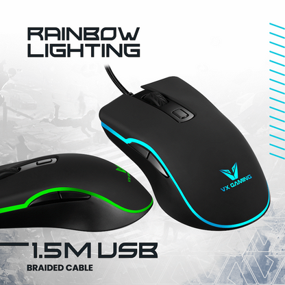 VX Gaming Hypnos Series Gaming Mouse with Rainbow Lighting | VX-210-BK