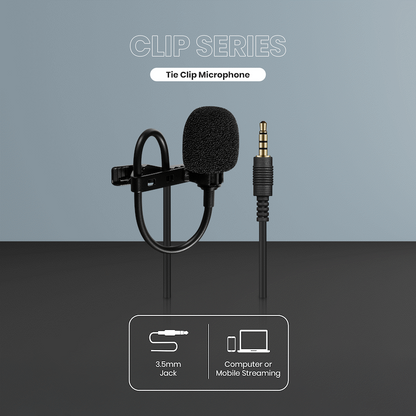 Volkano Clip series 3.5mm Tieclip Microphone | VK-6507-BK