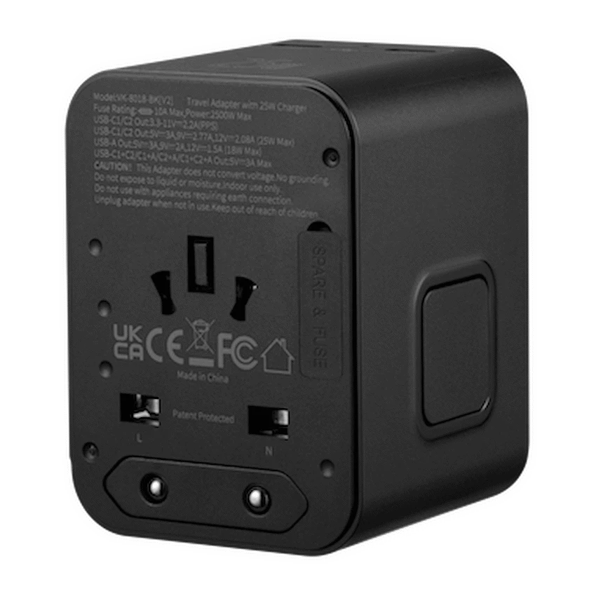 Volkano Worldwide Series Travel Adapter PD 25w + QC | VK-8018-BK[V2]