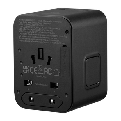 Volkano Worldwide Series Travel Adapter PD 25w + QC | VK-8018-BK[V2]