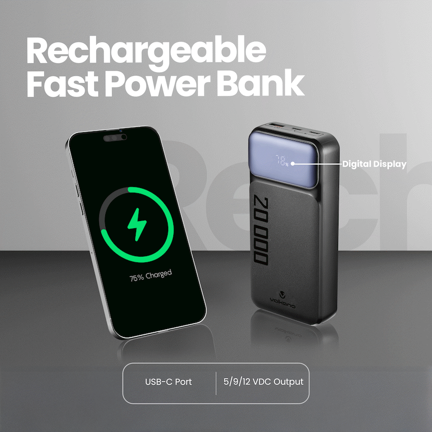 Volkano Roma Series 20000mah PD 22.5w Power Bank | VK-9025-BK