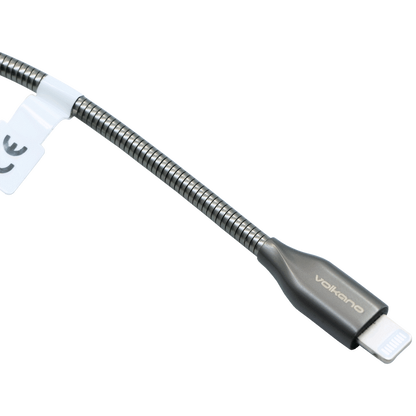 Volkano Iron Series Round Metallic Spring MFI Lightning Cable 6ft - Gun Metal | VK-20094-GM-6