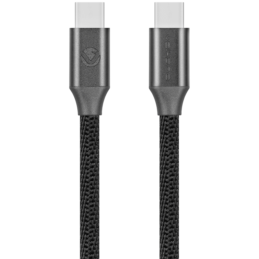 Volkano Weave Series Type-C to Type-C Cable (1.2m, 60w) - Black | VK-20167-BK