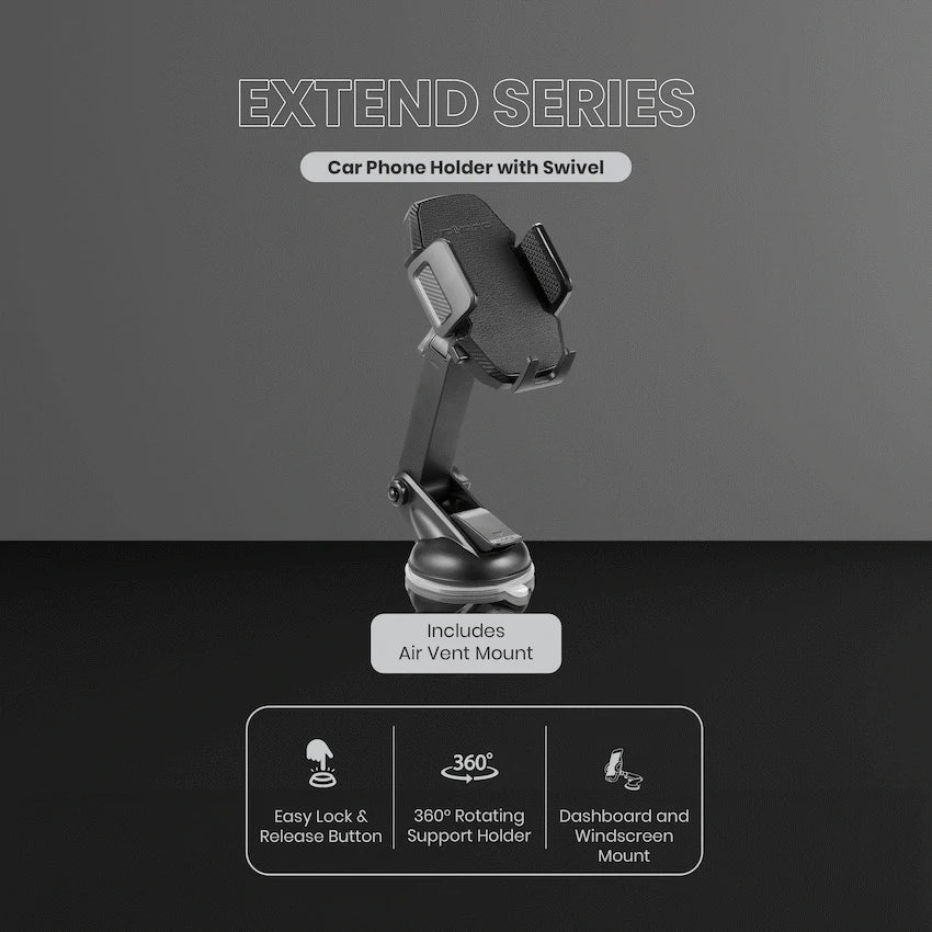 Volkano Extend Series Car Phone Holder with Swivel | VK-5020-BK[V2]