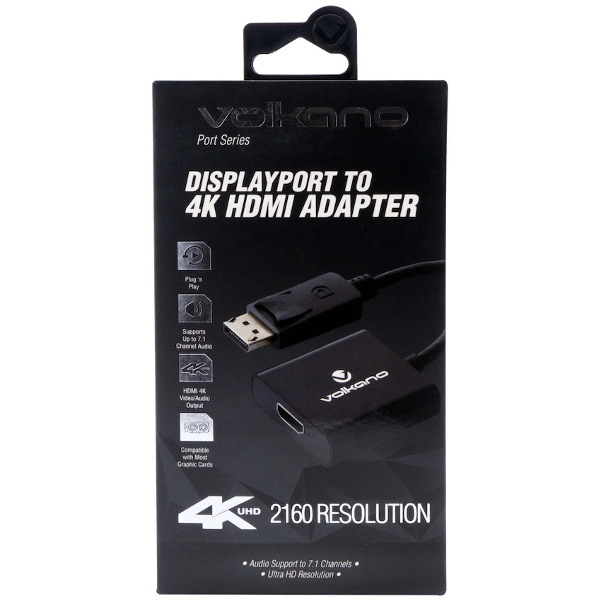 Volkano Port Series DisplayPort to 4K HDMI Converter 10cm - Black | VK-20047-BK