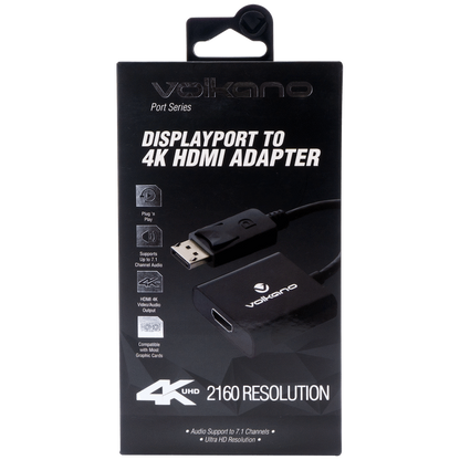 Volkano Port Series DisplayPort to 4K HDMI Converter 10cm - Black | VK-20047-BK
