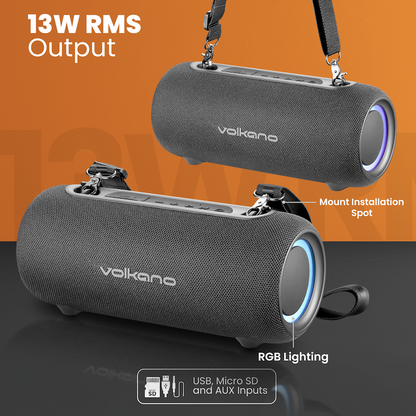 Volkano Mamba 2.0 Series Bluetooth Speaker - Black | VK-3137-BK