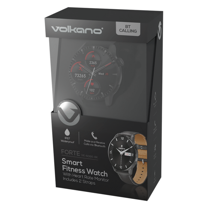 Volkano Forte Series Smart Watch with Leatherette Strap | VK-5086-BK