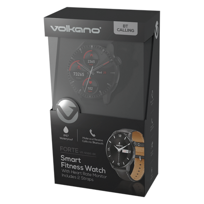 Volkano Forte Series Smart Watch with Leatherette Strap | VK-5086-BK