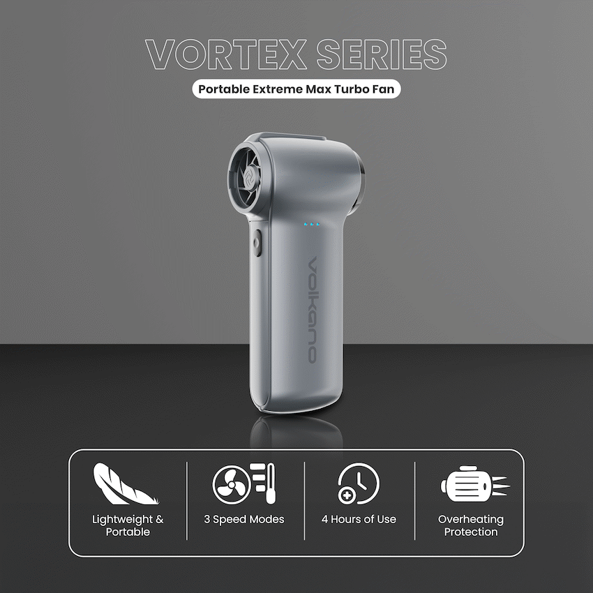 Volkano Vortex Series Portable Extreme Max Turbo Fan - Gun Metal | VK-6102-GM