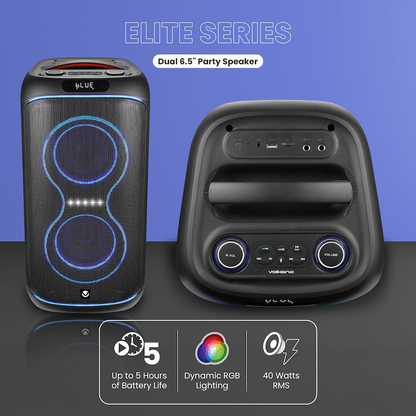 Volkano Elite Series Dual 6.5" Party Speaker | VK-3904-D65-BK