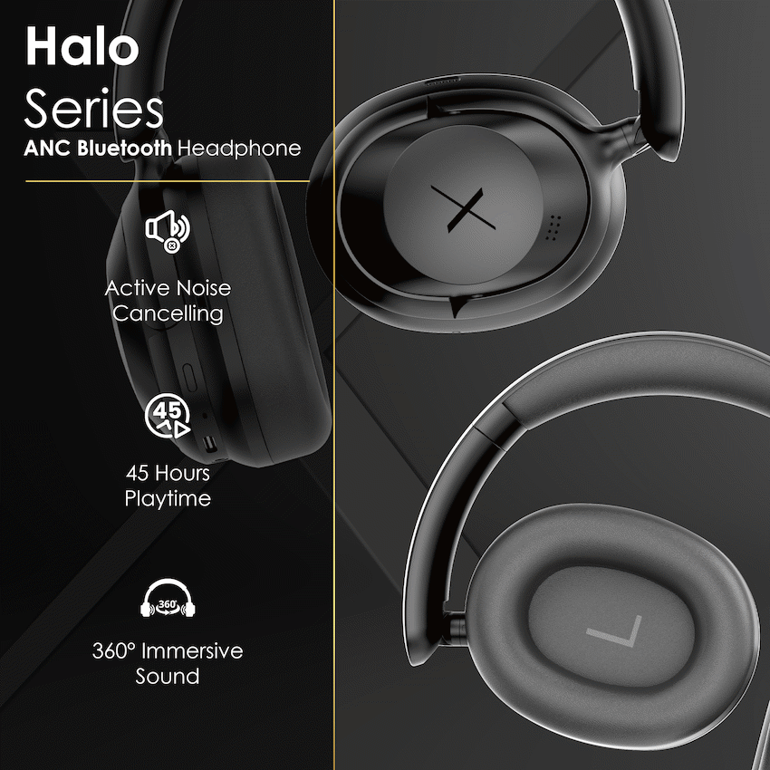 VolkanoX Halo ANC Bluetooth Headphone - Black | VKX-2009-BK